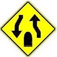 Divided Highway Ends symbol - 18-, 24-, 30- or 36-inch
