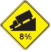 Hill symbol with Percent Grade - 18-, 24-, 30- or 36-inch